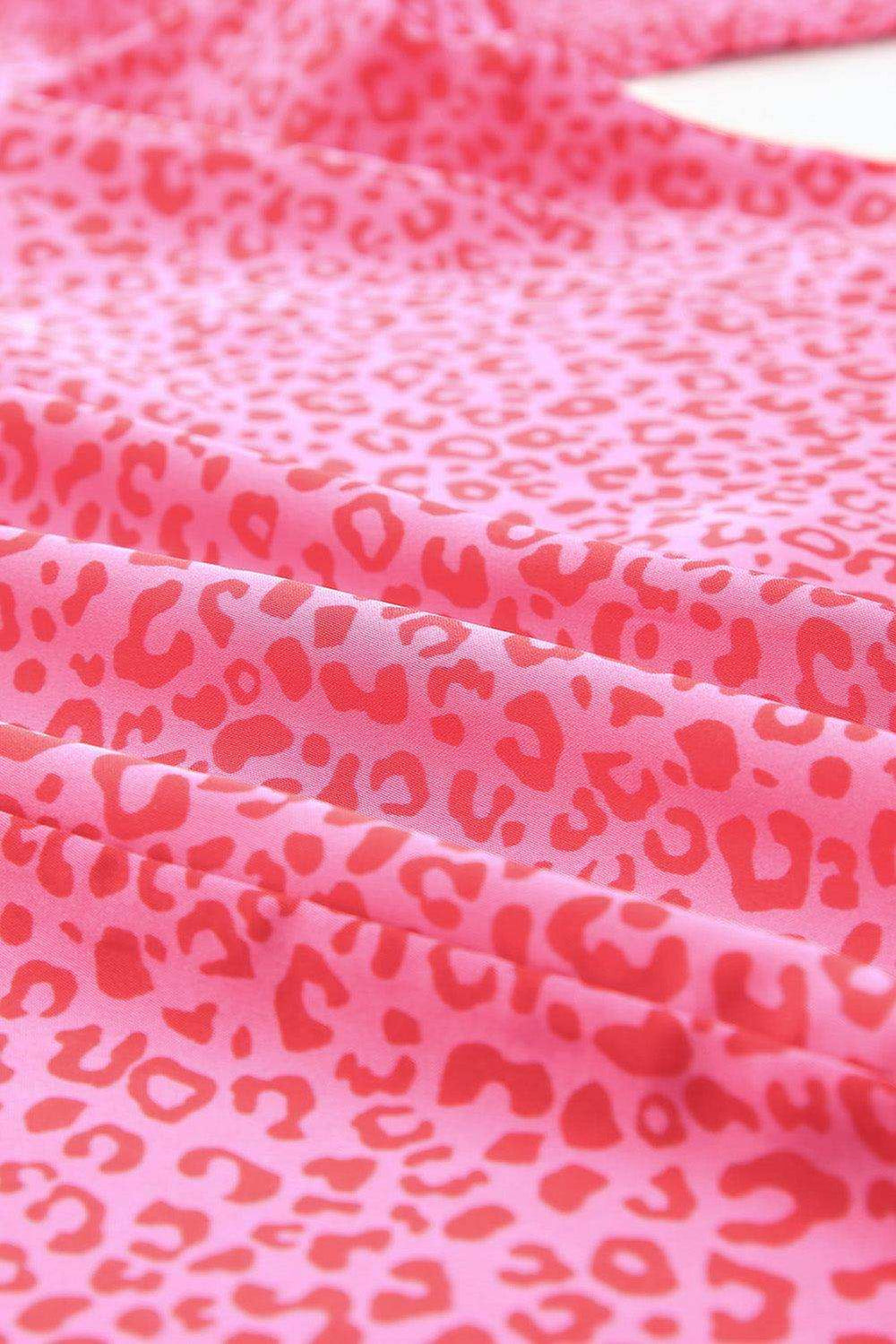 Leopard Smocked Flounce Sleeve Blouse - Trendsi - Flyclothing LLC