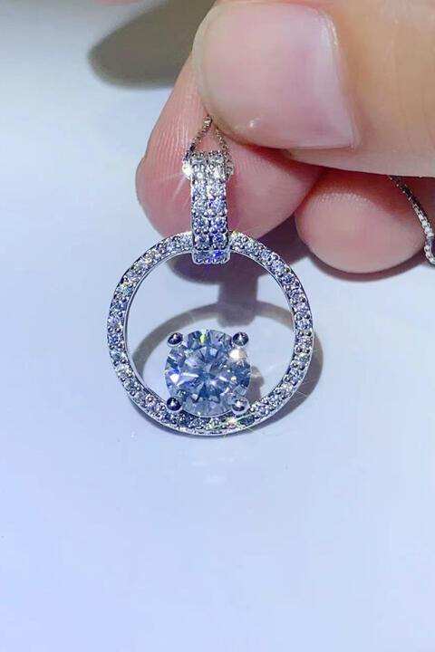 1 Carat Moissanite 925 Sterling Silver Necklace - Trendsi - Flyclothing LLC