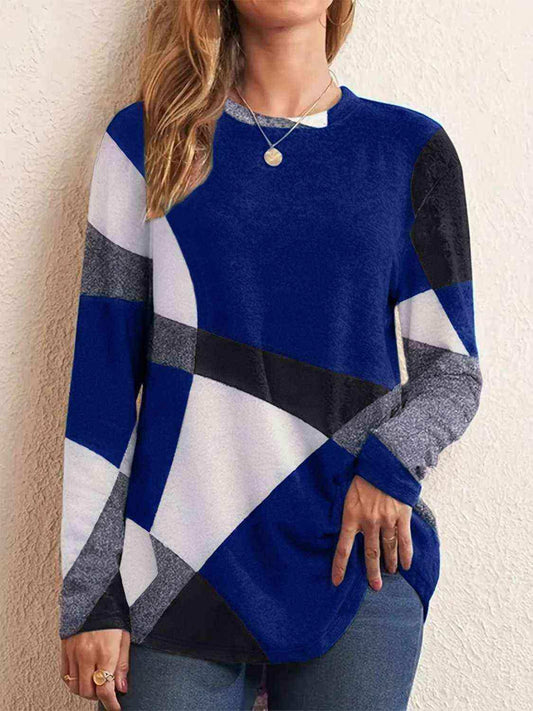 Color Block Round Neck T-Shirt - Trendsi - Flyclothing LLC