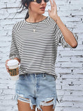 Striped Round Neck Raglan Sleeve T-Shirt - Trendsi - Flyclothing LLC