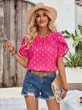 Printed Round Neck Petal Sleeve Blouse - Trendsi - Flyclothing LLC
