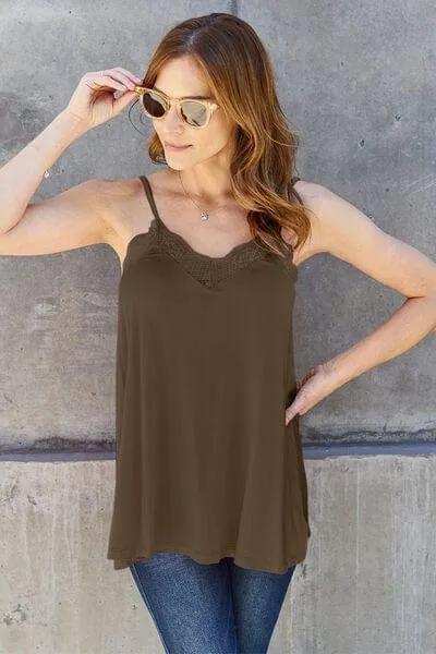 Basic Bae Full Size Lace Trim V-Neck Cami - Trendsi - Flyclothing LLC