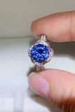 2 Carat Cobalt Blue Moissanite 925 Sterling Silver Ring - Trendsi - Flyclothing LLC