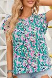Printed Round Neck Cap Sleeve Blouse - Trendsi - Flyclothing LLC