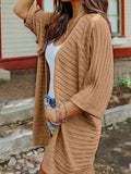 Striped Open Front Knit Cardigan - Trendsi - Flyclothing LLC