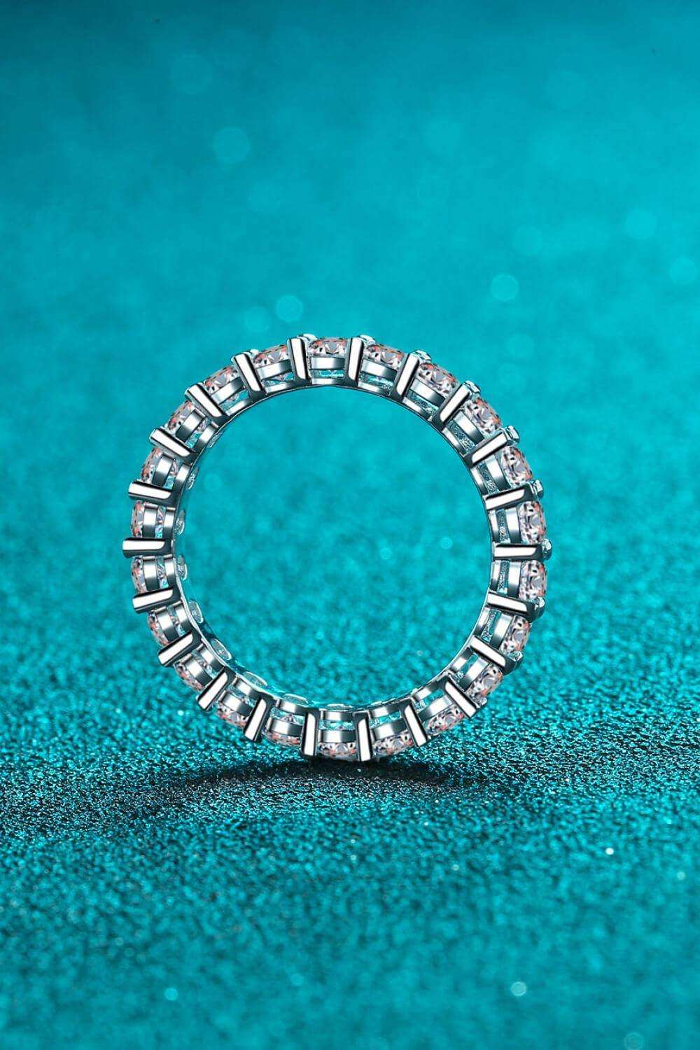 2.2 Carat Moissanite Rhodium-Plated Ring - Trendsi - Flyclothing LLC