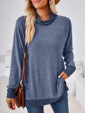 Contrast Mock Neck Long Sleeve T-Shirt - Trendsi - Flyclothing LLC