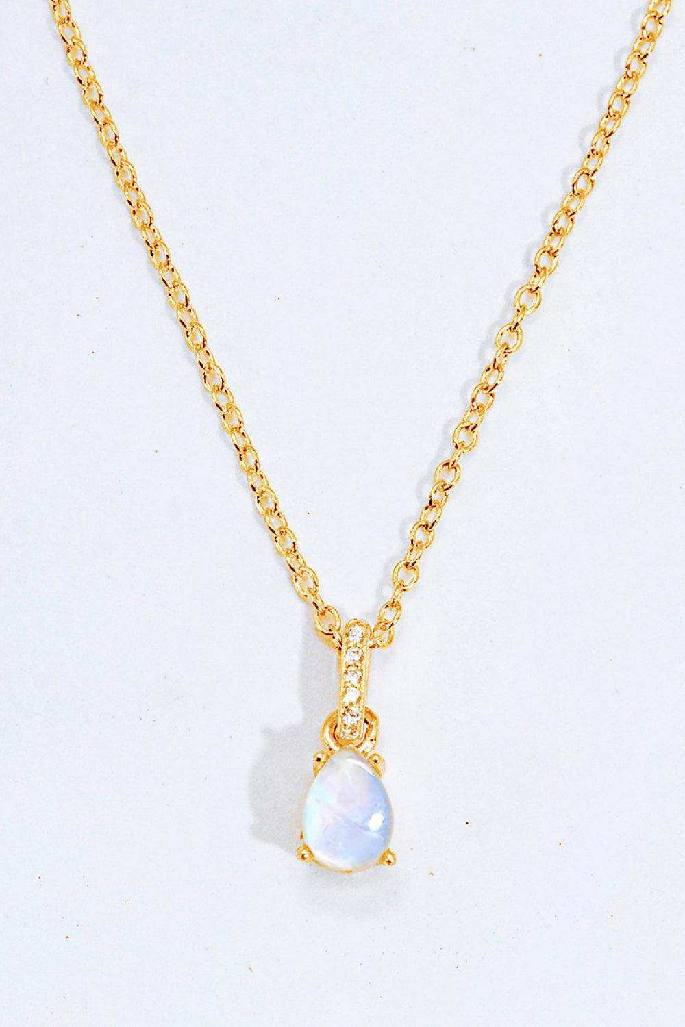 Moonstone Teardrop Pendant Necklace - Trendsi - Flyclothing LLC