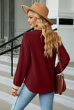 V-Neck Long Sleeve Blouse - Trendsi - Flyclothing LLC