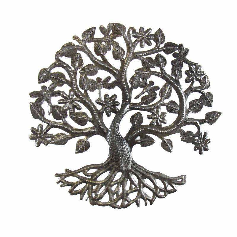 14 inch Tree of Life Dragonfly Metal Wall Art - Croix des Bouquets - Croix des Bouquets - Flyclothing LLC