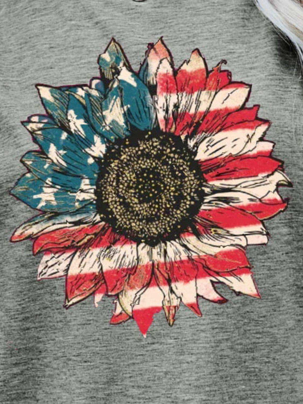 US Flag Flower Graphic Tee - Trendsi - Flyclothing LLC