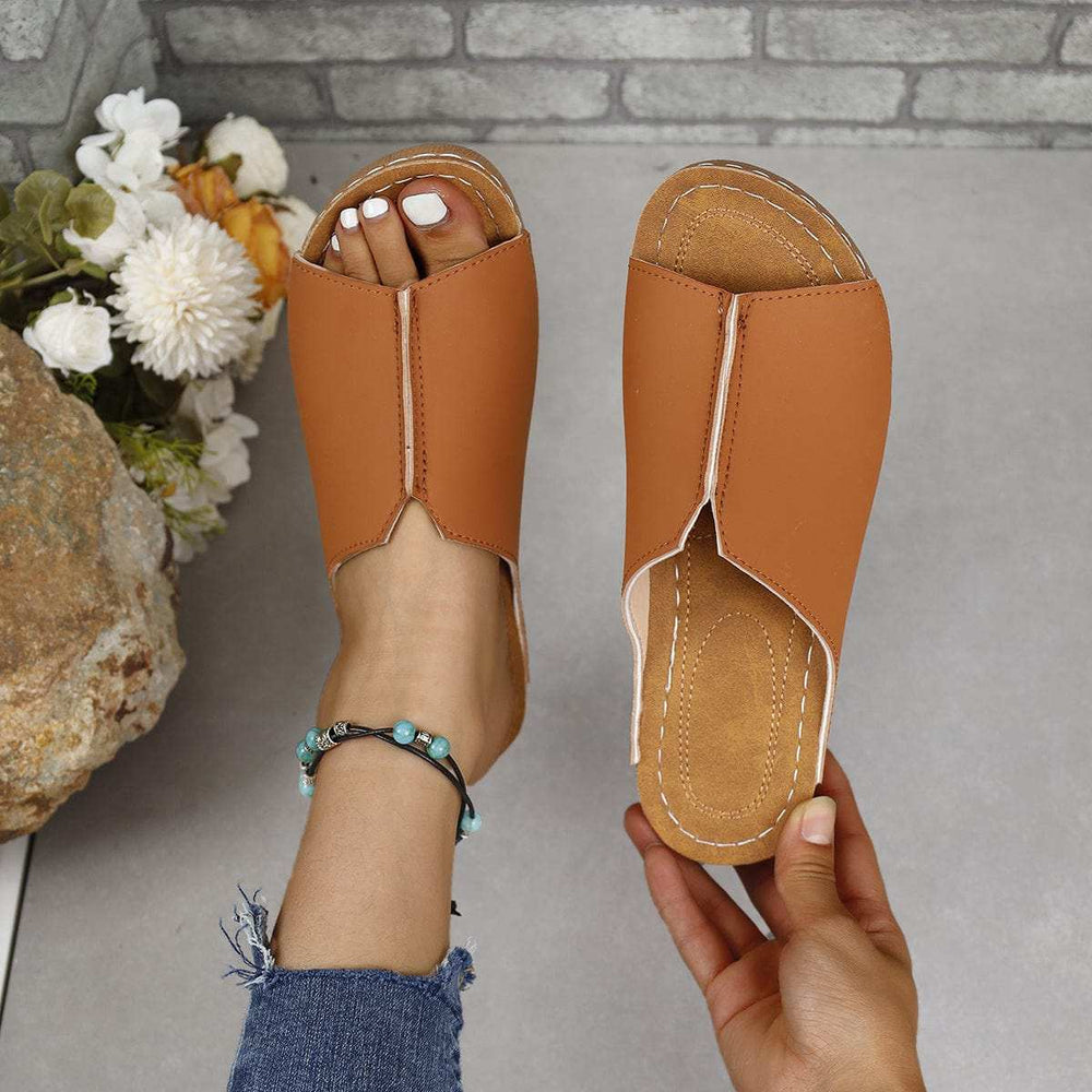 PU Leather Open Toe Sandals - Trendsi - Flyclothing LLC