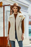 Fuzzy Collared Neck Button Up Vest Coat - Trendsi - Flyclothing LLC