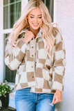 Checkered Snap Down Long Sleeve Jacket - Trendsi - Flyclothing LLC