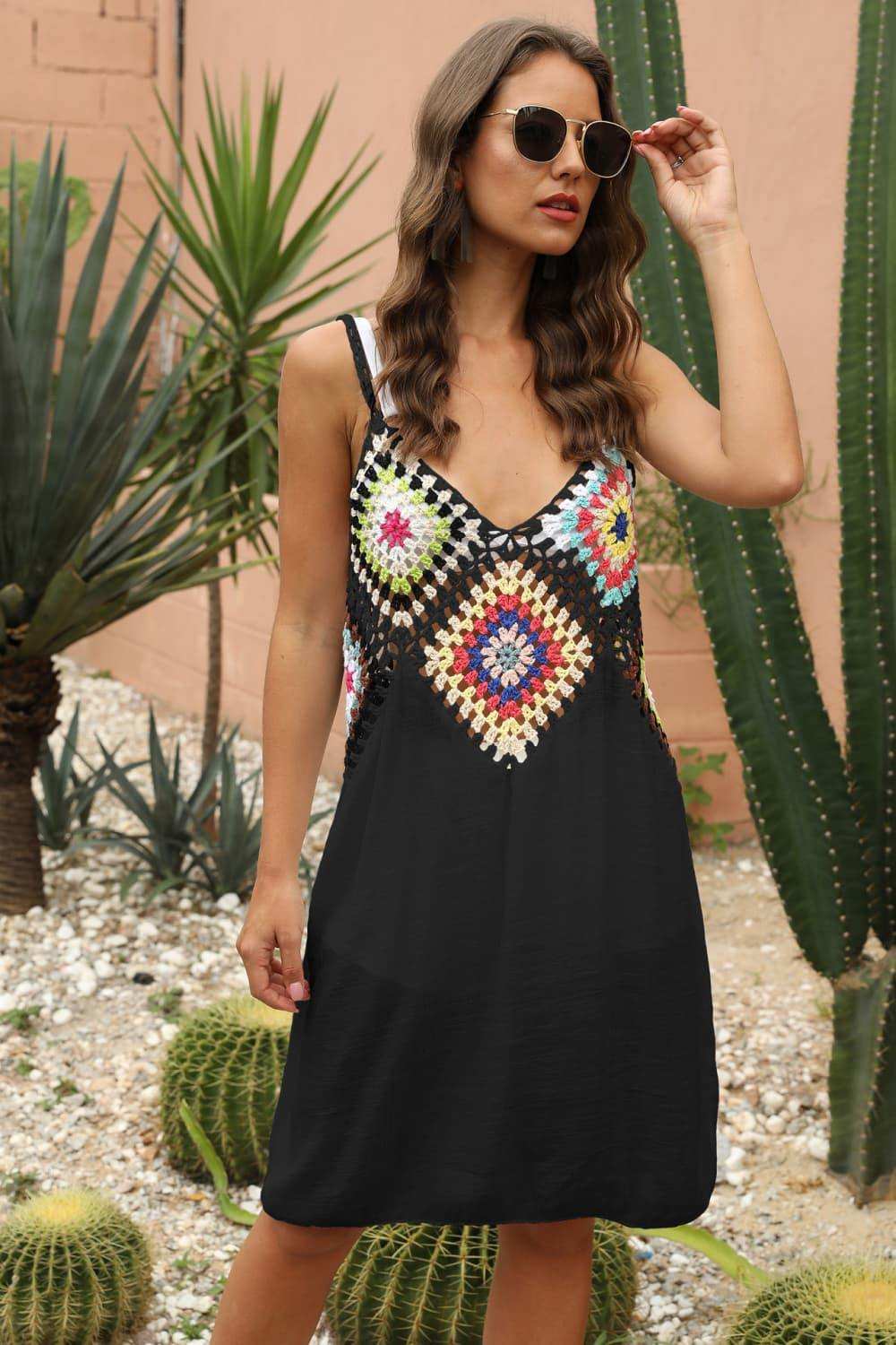 Openwork Sleeveless Embroidery Dress - Trendsi - Flyclothing LLC
