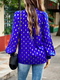 Mock Neck Cutout Lantern Sleeve Blouse - Trendsi - Flyclothing LLC