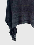 Striped Boat Neck Poncho with Fringes - Trendsi - Flyclothing LLC