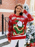 Santa Round Neck Long Sleeve Sweater - Trendsi - Flyclothing LLC
