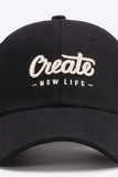 CREATE NEW LIFE Adjustable Cotton Baseball Cap - Trendsi - Flyclothing LLC