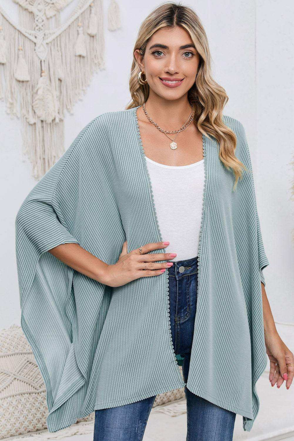 Open Front Dolman Sleeve Cardigan - Trendsi - Flyclothing LLC