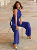 Cutout Tied Pleated Sleeveless Jumpsuit - Trendsi - Flyclothing LLC