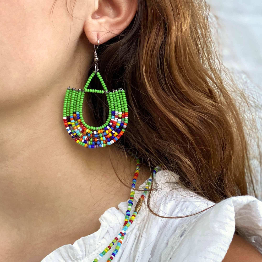 Maasai Bead Basket Dangle Earrings - Jedando - Flyclothing LLC