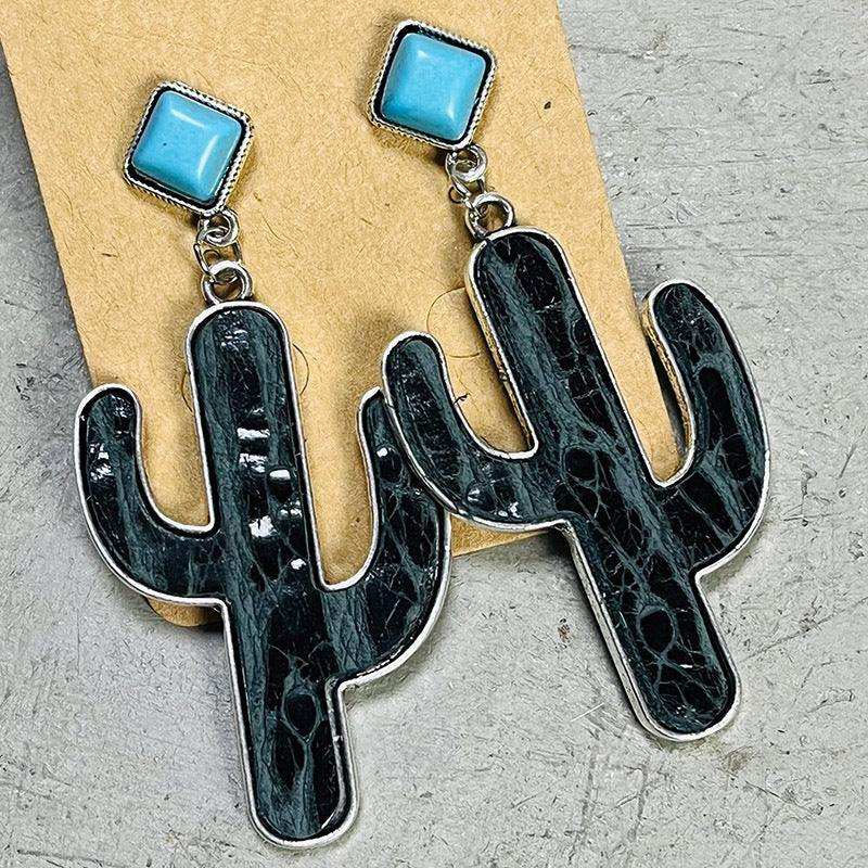 Turquoise Cactus Earrings - Trendsi - Flyclothing LLC