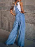 Wide Leg Denim Overalls - Trendsi - Flyclothing LLC