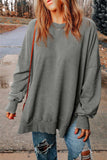 Dropped Shoulder Round Neck Long Sleeve Blouse - Trendsi - Flyclothing LLC