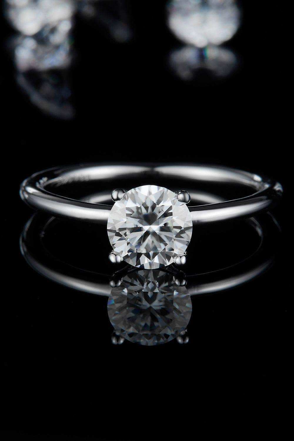 1 Carat Moissanite 925 Sterling Silver Solitaire Ring - Trendsi - Flyclothing LLC