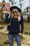 Square Neck Long Sleeve Blouse - Trendsi - Flyclothing LLC