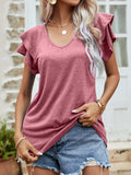 Layered Flutter Sleeve V-Neck Top - Trendsi - Flyclothing LLC