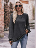 Long Flounce Sleeve Round Neck Blouse - Trendsi - Flyclothing LLC