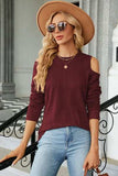 Round Neck Cold Shoulder T-Shirt - Trendsi - Flyclothing LLC