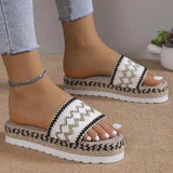 Geometric Weave Platform Sandals - Trendsi - Flyclothing LLC