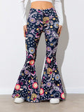 Floral High Waist Flare Leg Pants - Trendsi - Flyclothing LLC