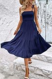 Tie-Shoulder Tiered Midi Dress - Trendsi - Flyclothing LLC