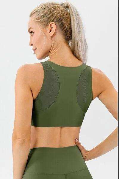 Round Neck Wide Strap Active Bra - Trendsi - Flyclothing LLC