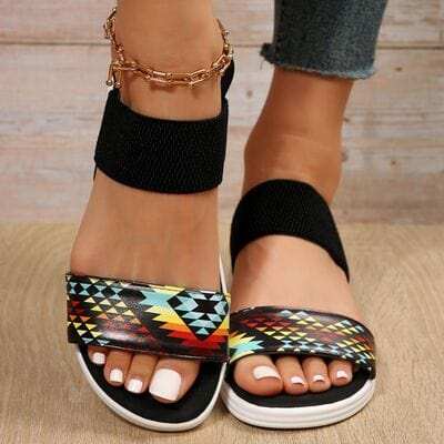 PU Leather Open Toe Low Heel Sandals - Trendsi - Flyclothing LLC