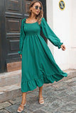 Smocked Ruffle Hem Flounce Sleeve Dress - Trendsi - Flyclothing LLC