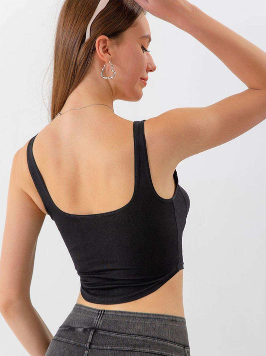 Seam Detail Cropped Denim Tank - Trendsi - Flyclothing LLC