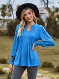 Notched Neck Flounce Sleeve Blouse - Trendsi - Flyclothing LLC