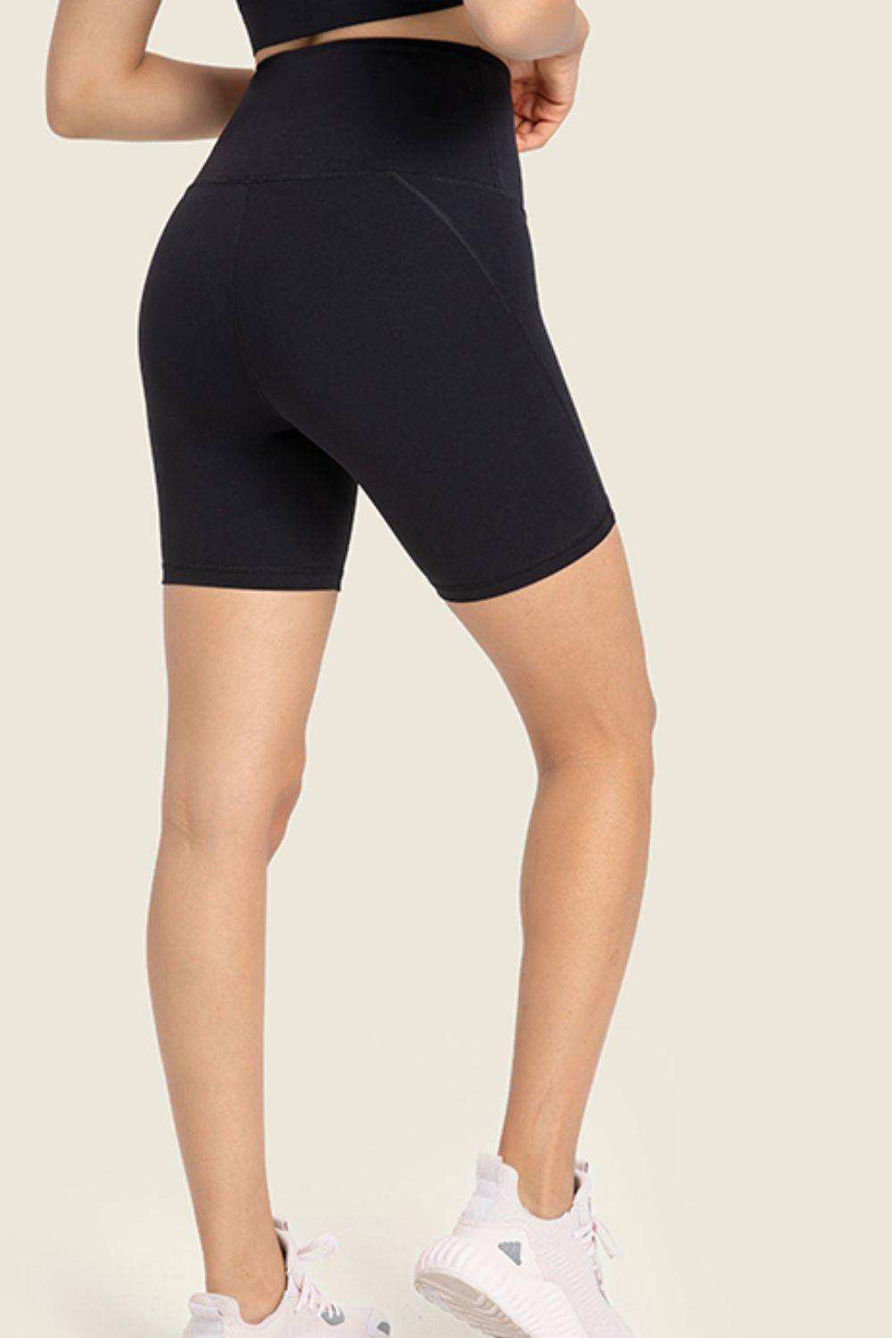Seamless High-Rise Wide Waistband Biker Shorts - Trendsi - Flyclothing LLC