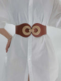 Alloy Buckle Elastic PU Belt - Trendsi - Flyclothing LLC