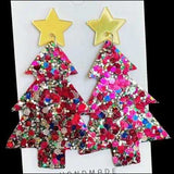 Christmas Tree Acrylic Dangle Earrings - Trendsi - Flyclothing LLC