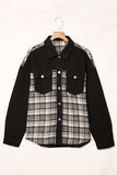 Plaid Pocketed Button Up Denim Jacket - Trendsi - Flyclothing LLC