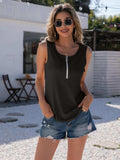 Half-Zip Round Neck Tank - Trendsi - Flyclothing LLC