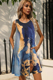 Abstract Print Round Neck Sleeveless Dress with Pockets - Trendsi - Flyclothing LLC
