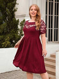 Plus Size Ruched Round Neck Short Sleeve Dress - Trendsi - Flyclothing LLC