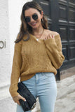 Cable-Knit V-Neck Sweater - Trendsi - Flyclothing LLC